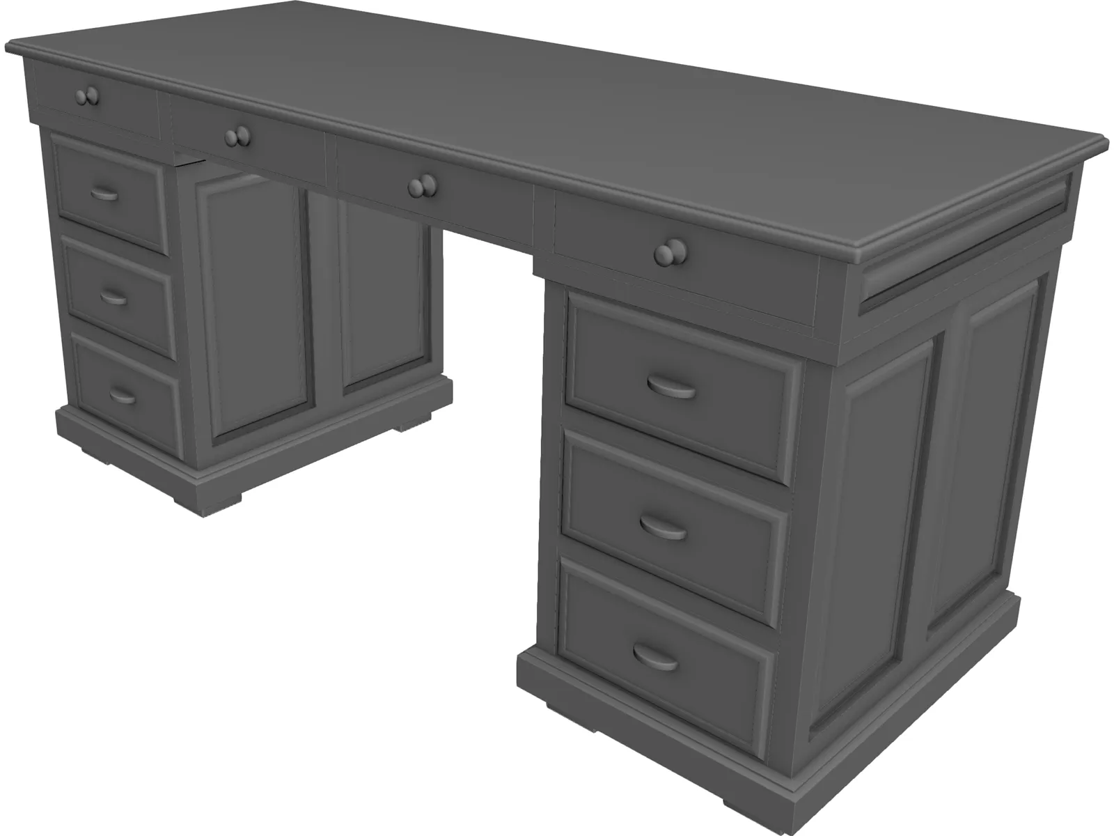 Wood Desk 3D Model main preview