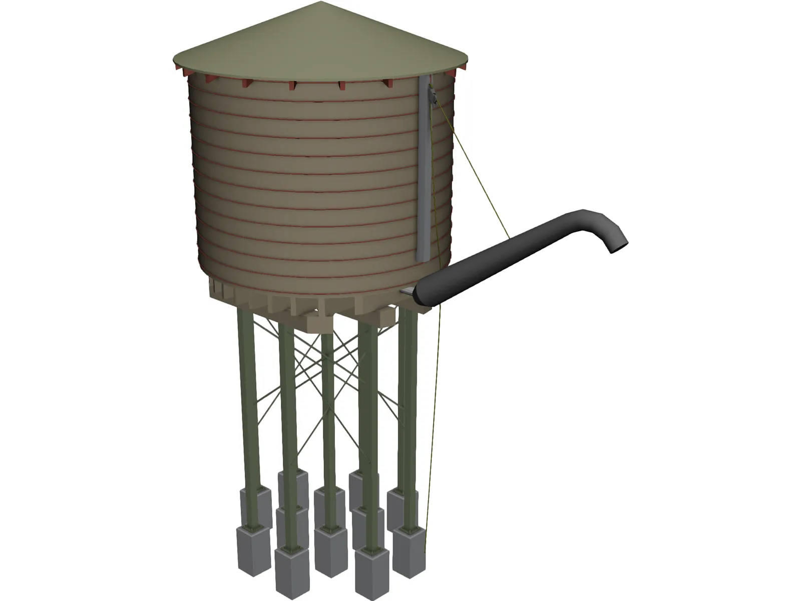 Water Tower 3D Model main preview