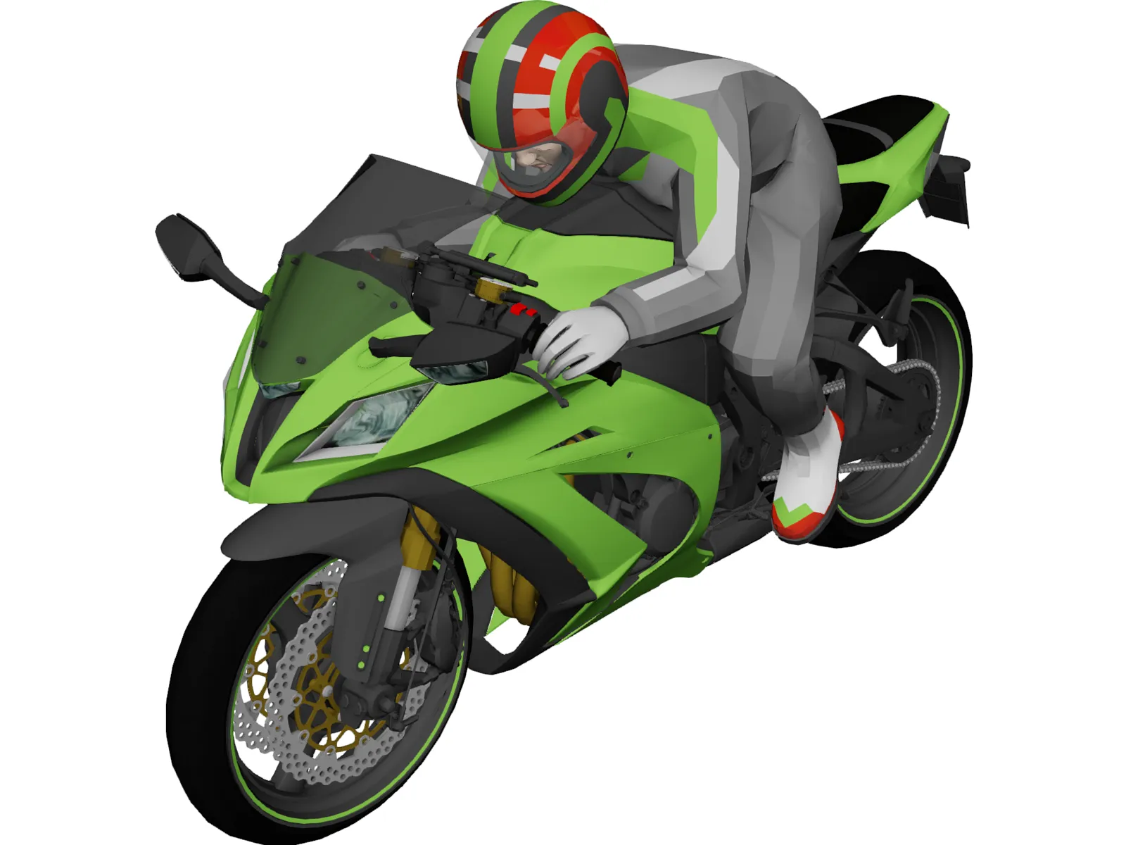 Kawasaki Ninja ZX10R (2011) 3D Model main preview