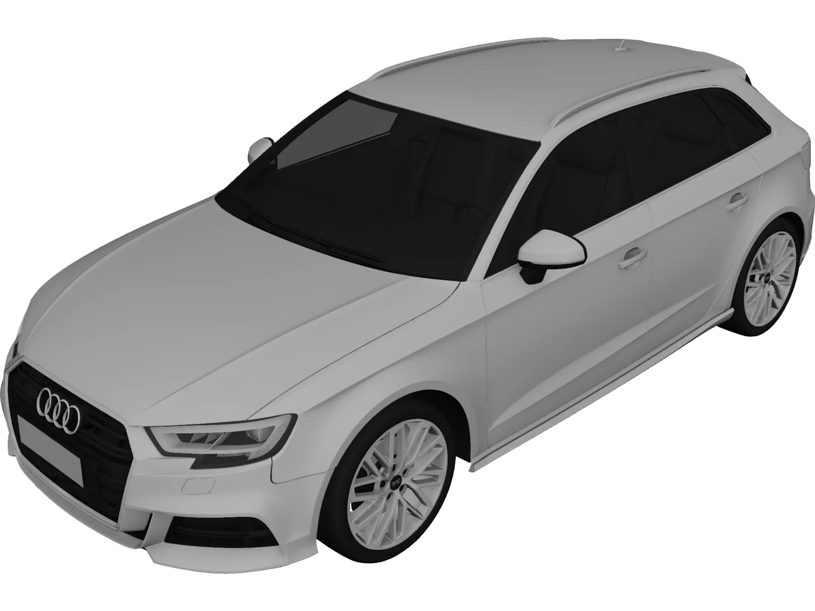 Audi A3 Hatchback (2017) 3D Model main preview