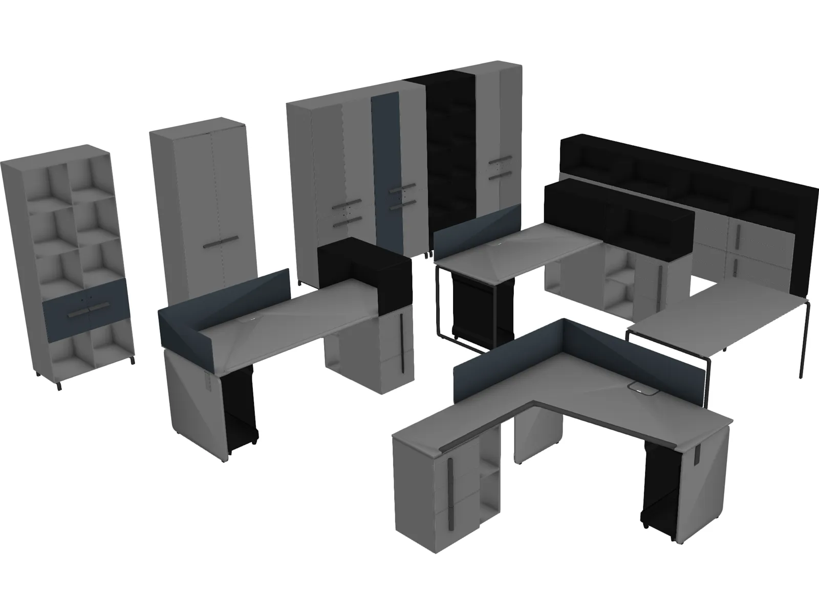 Modern Office Furniture Collection 3D Model main preview