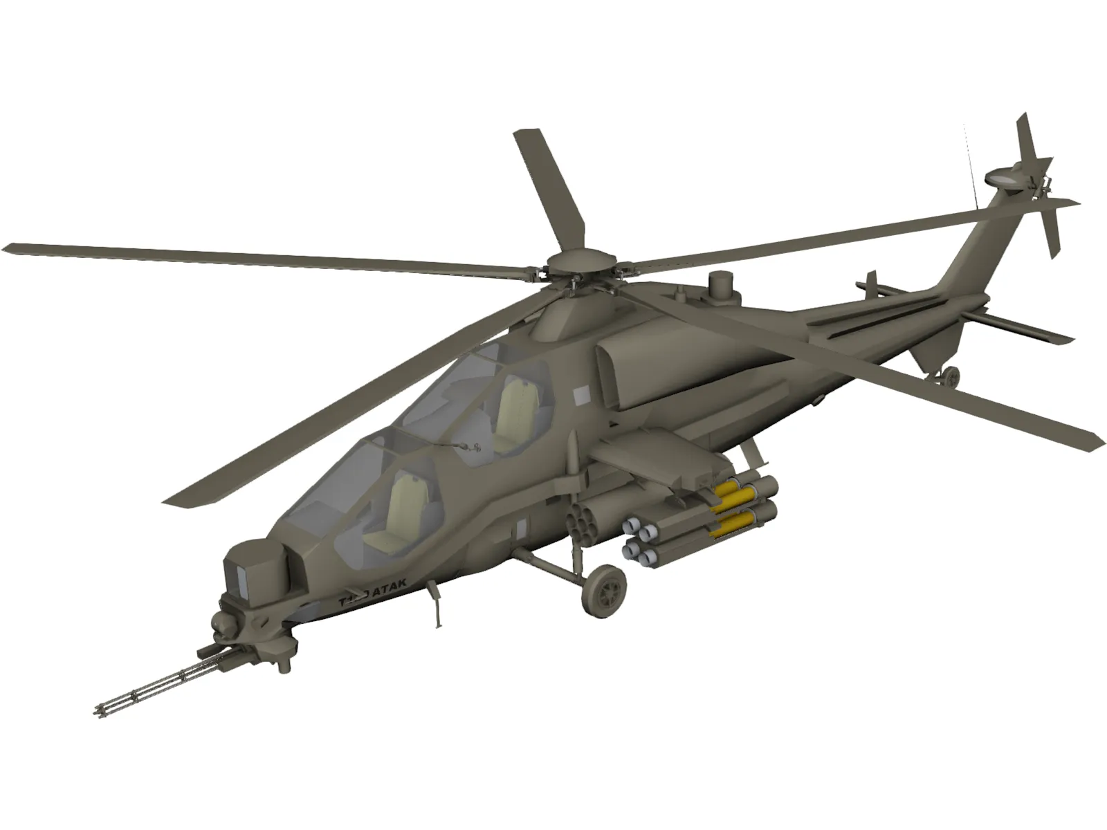 T-129 ATAK Helicopter 3D Model main preview
