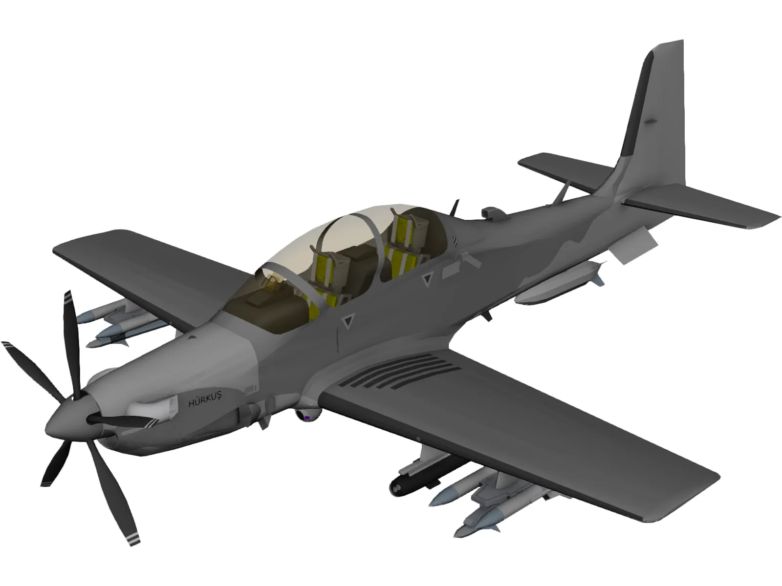 TAI Hurkus Basic Trainer Aircraft 3D Model main preview
