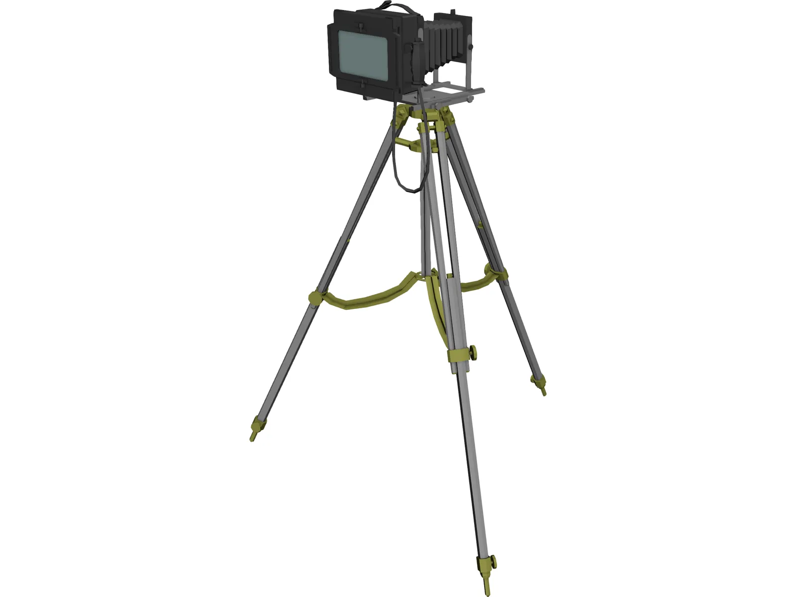 Old Fashion Camera On Tripod 3D Model main preview