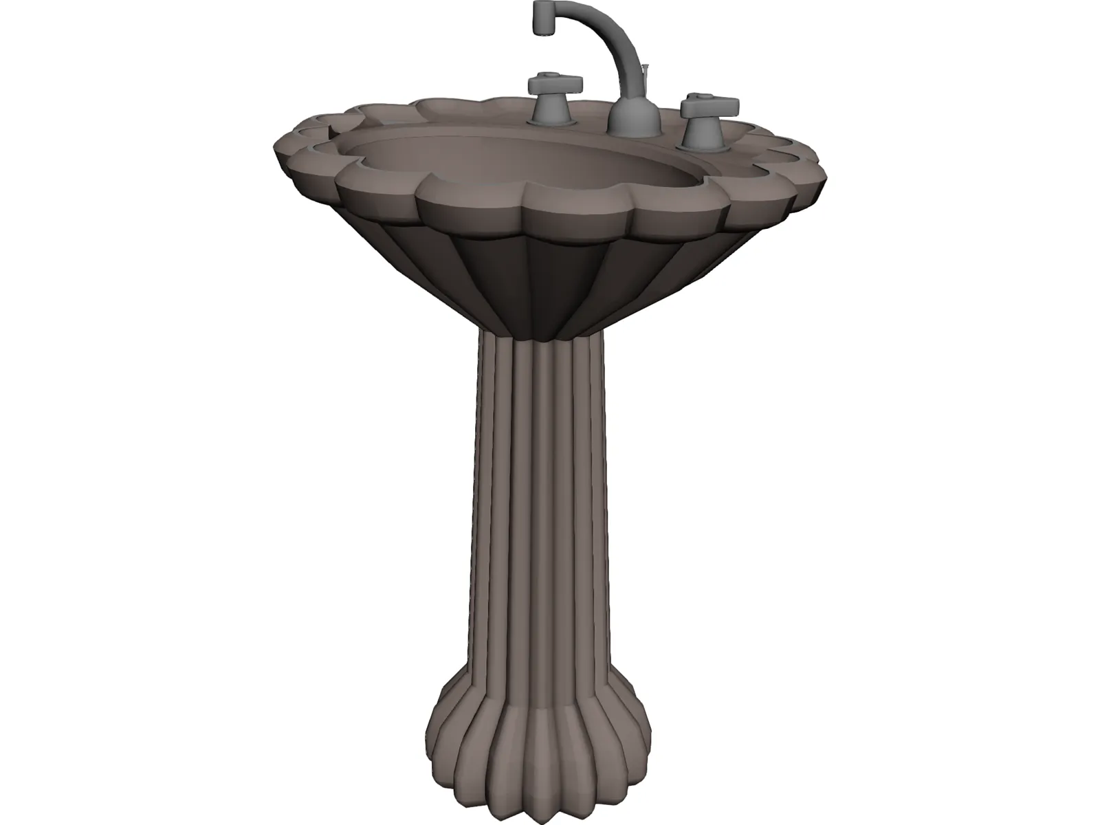 Pedestal Sink 3D Model main preview