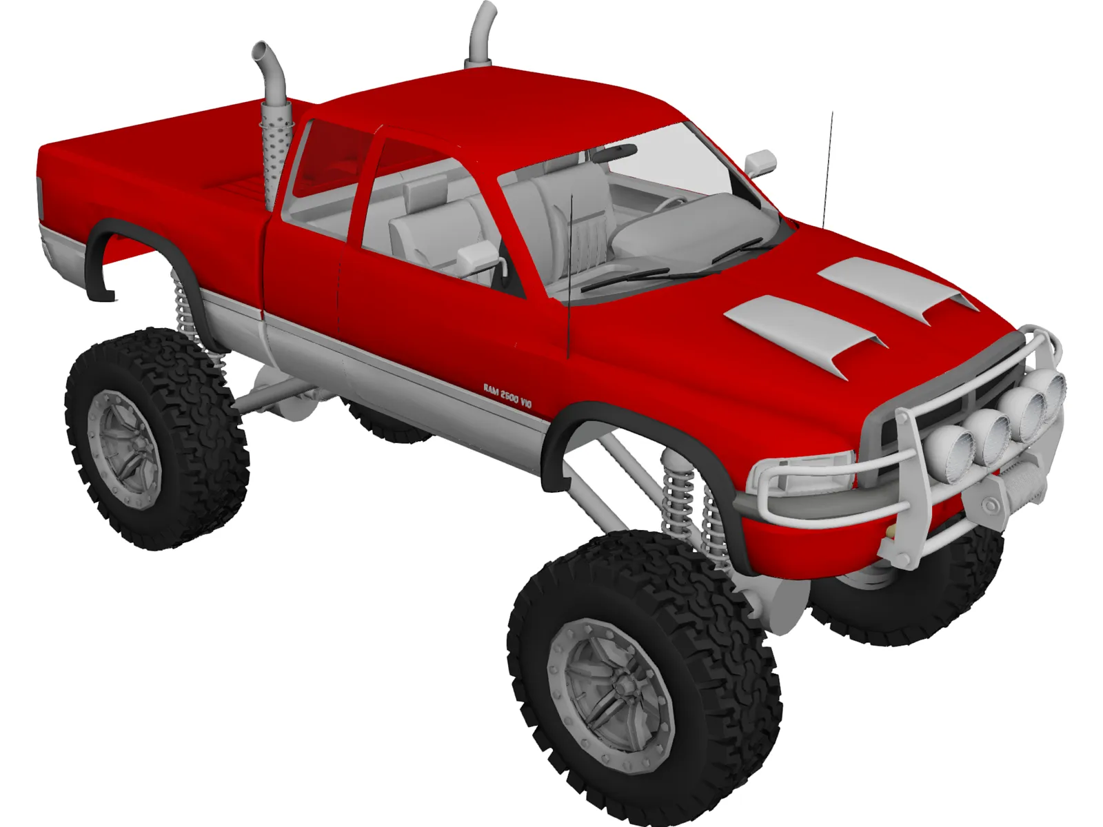 Dodge Ram Club Cab 4x4 3D Model main preview