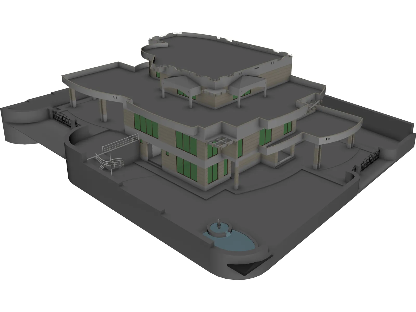 House 3 Story 3D Model main preview