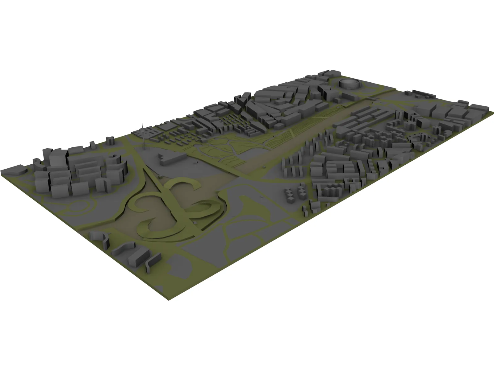 Madrid City Part 3D Model main preview