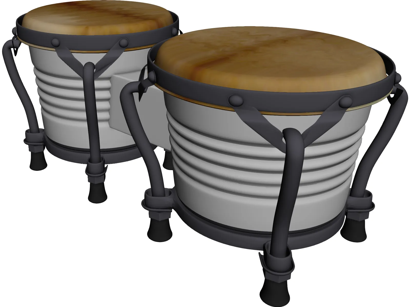 Bongos Pair 3D Model main preview