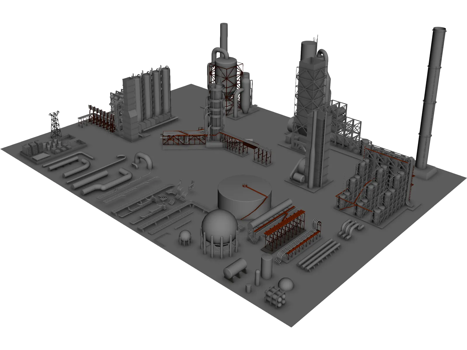 Oil Refinery Parts 3D Model main preview