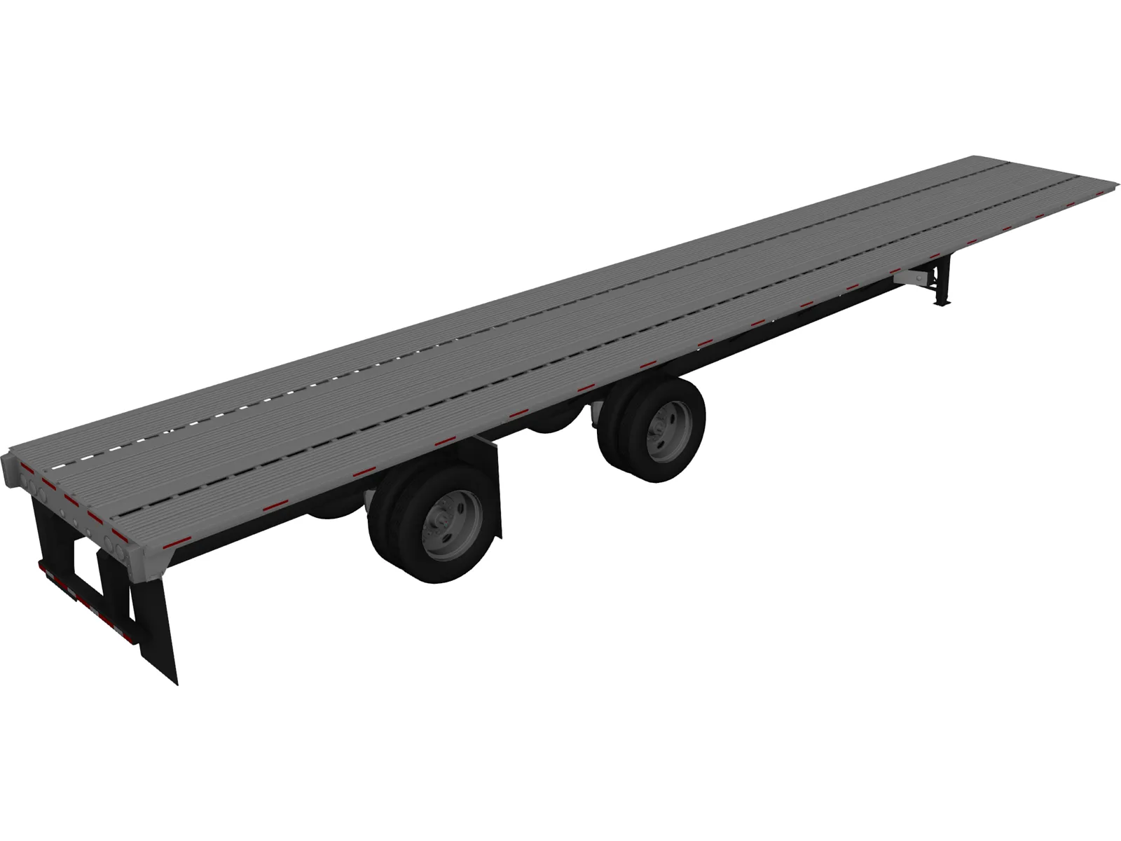 Split Axle Flatbed Trailer 3D Model main preview