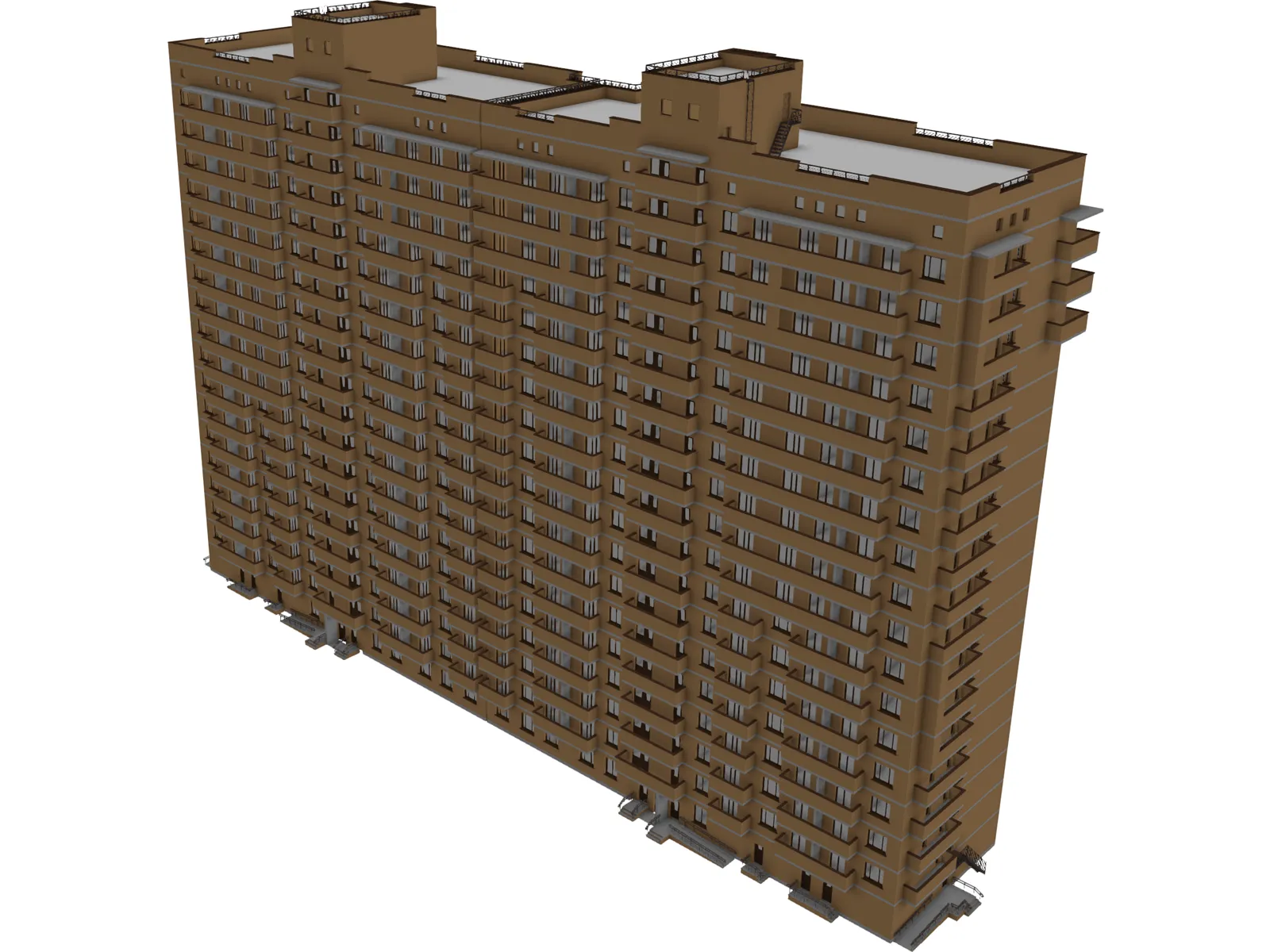 Apartments Block 3D Model main preview