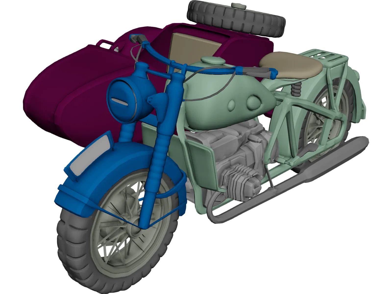BMW R75 Motorcycle 3D Model main preview
