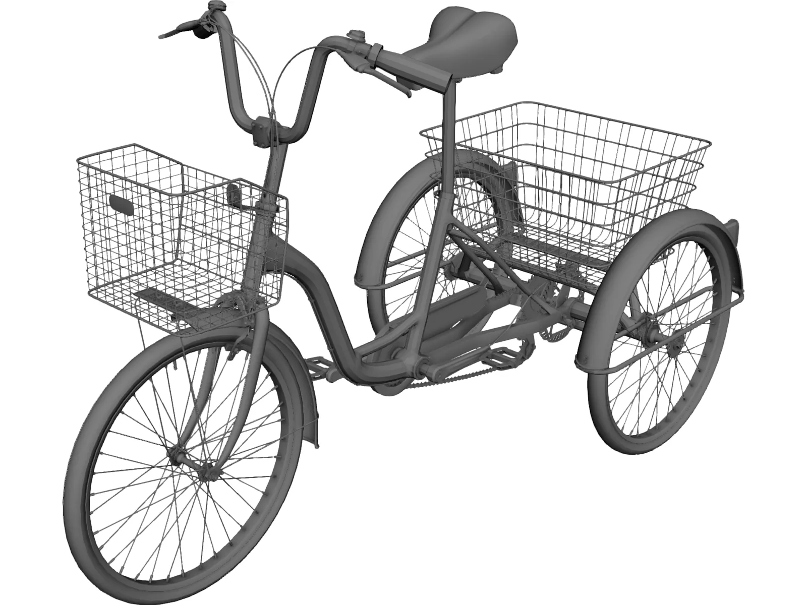Three-wheeled Bicycle 3D Model main preview