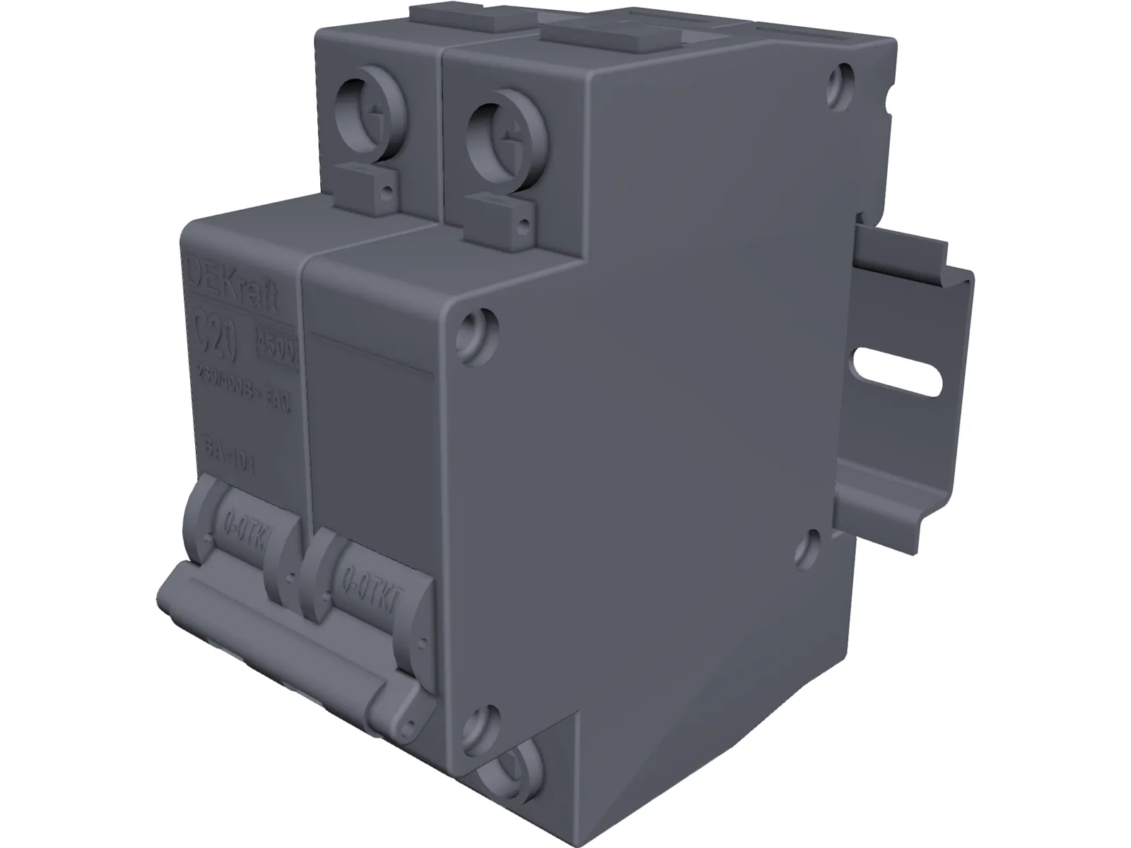 Circuit Breaker with DIN Rail 3D Model main preview