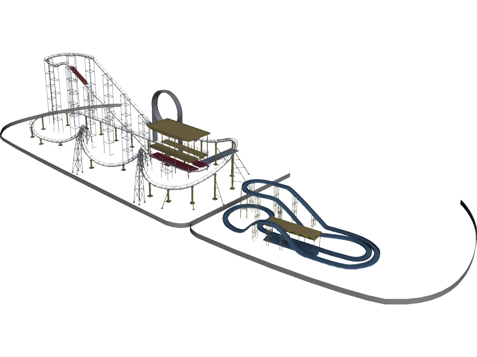 Roller Coaster 3D Model main preview