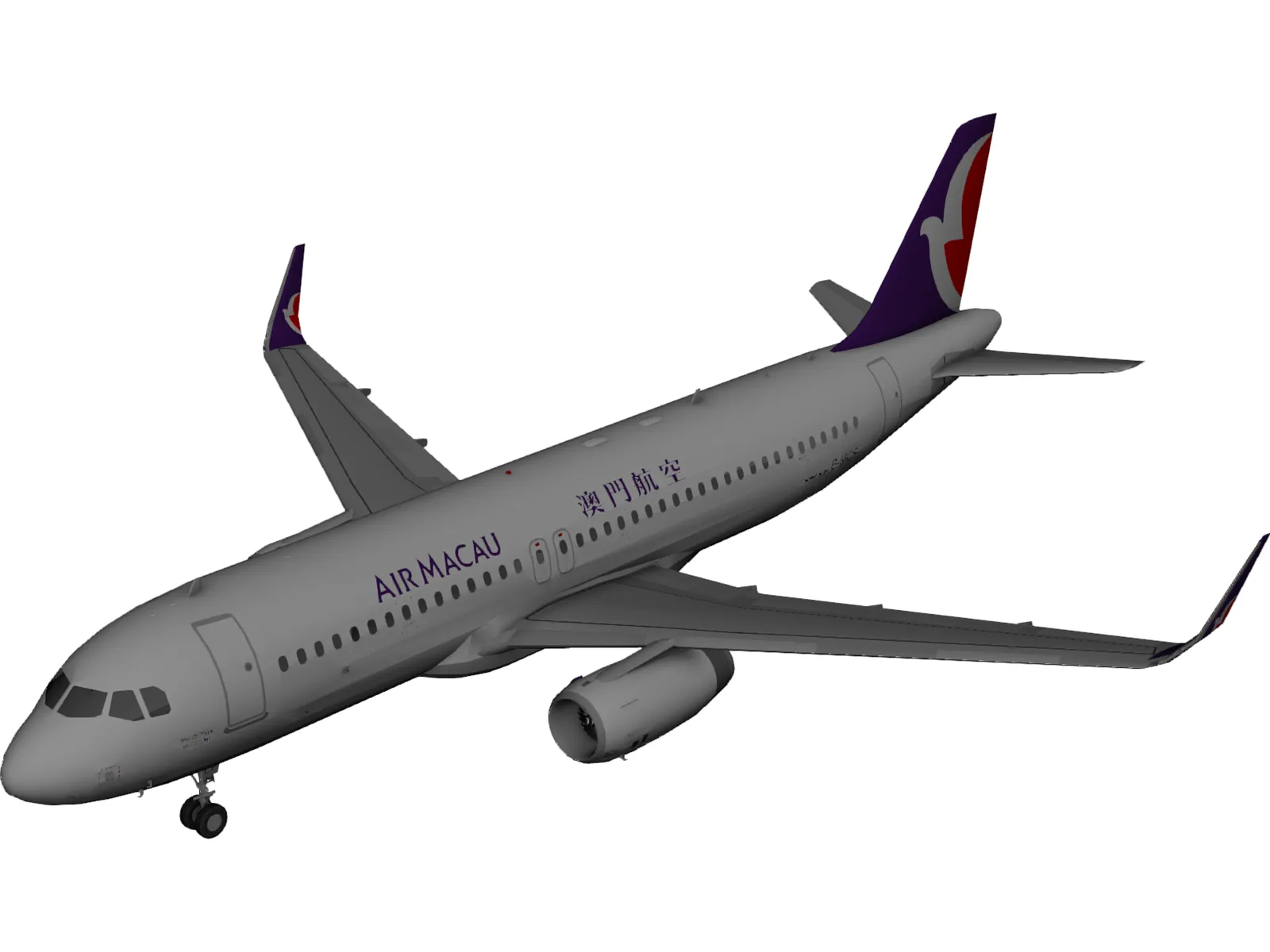 Airbus A321 Air Macau 3D Model main preview