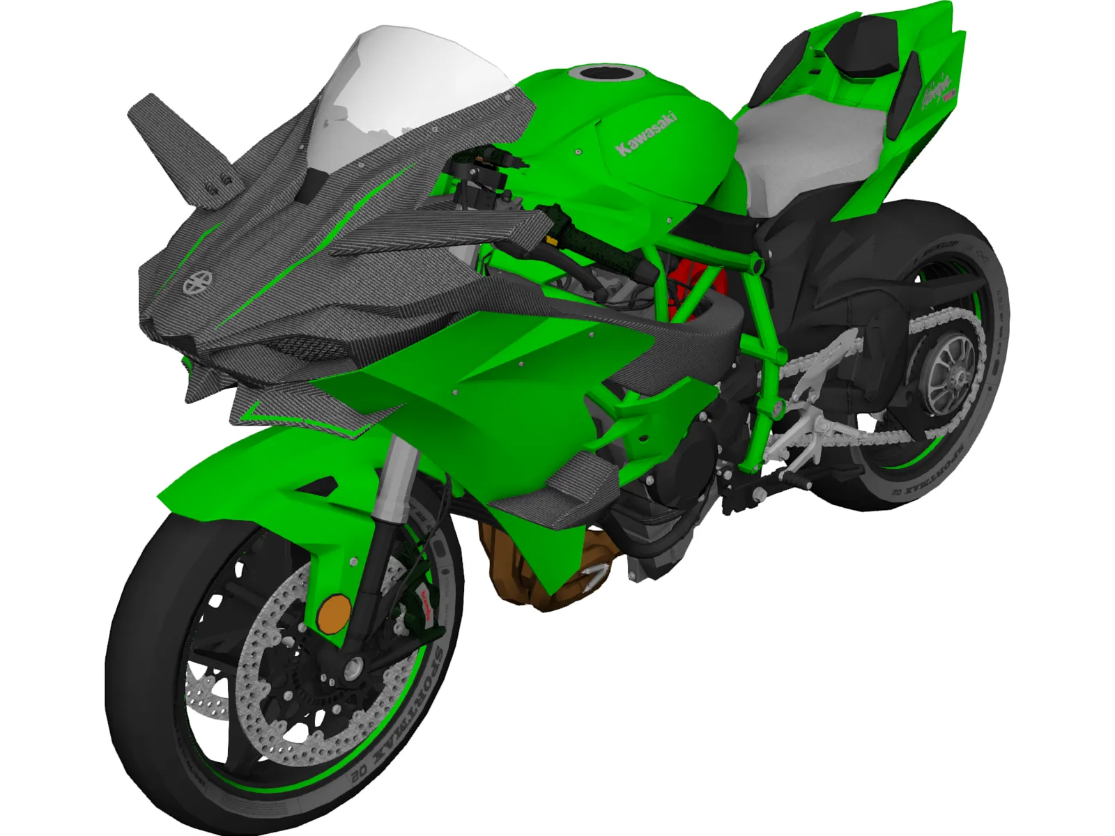 Kawasaki H2R Ninja 3D Model main preview
