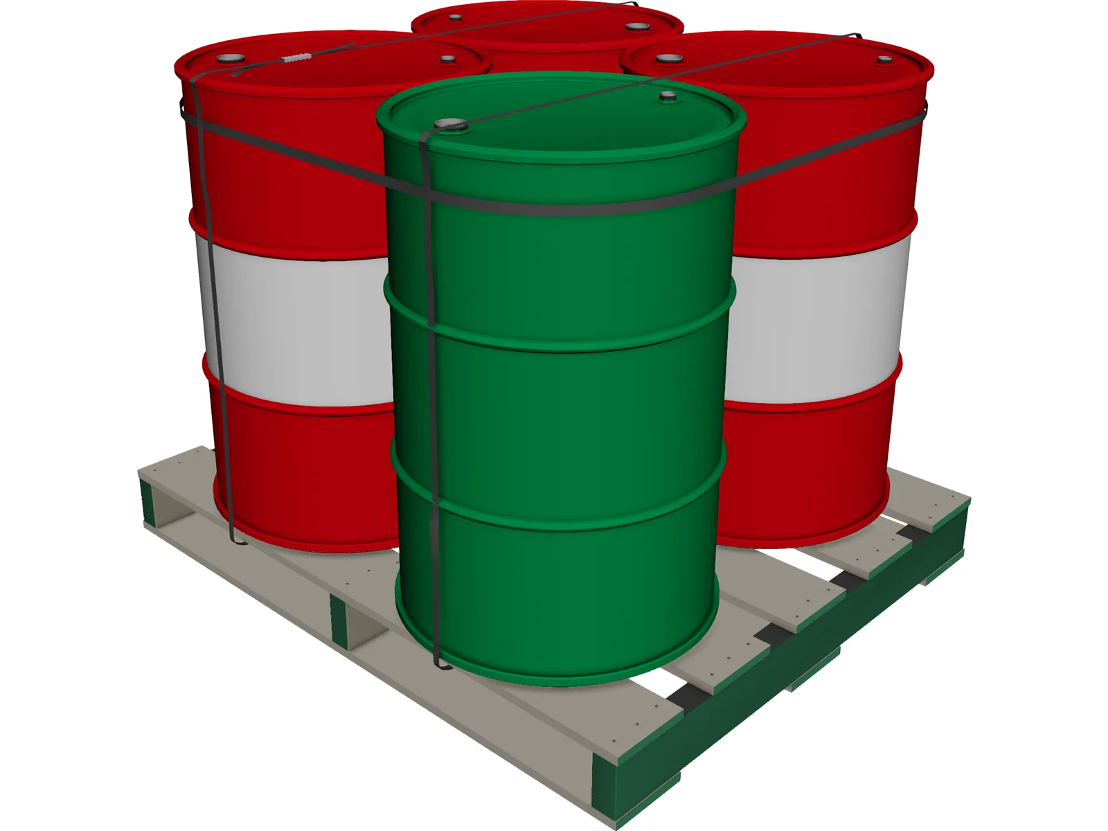 Drums on a Pallet 3D Model main preview