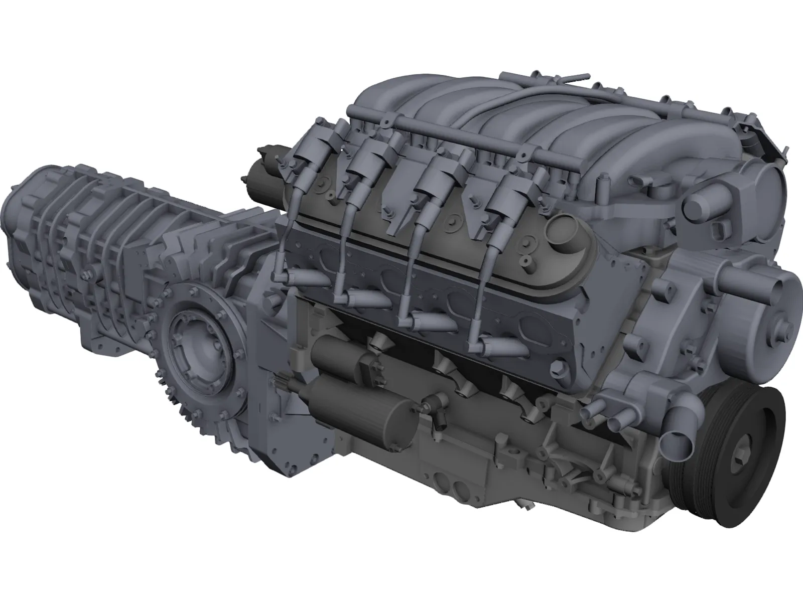 Chevrolet LS3 Engine and Transaxle Gearbox 3D Model main preview