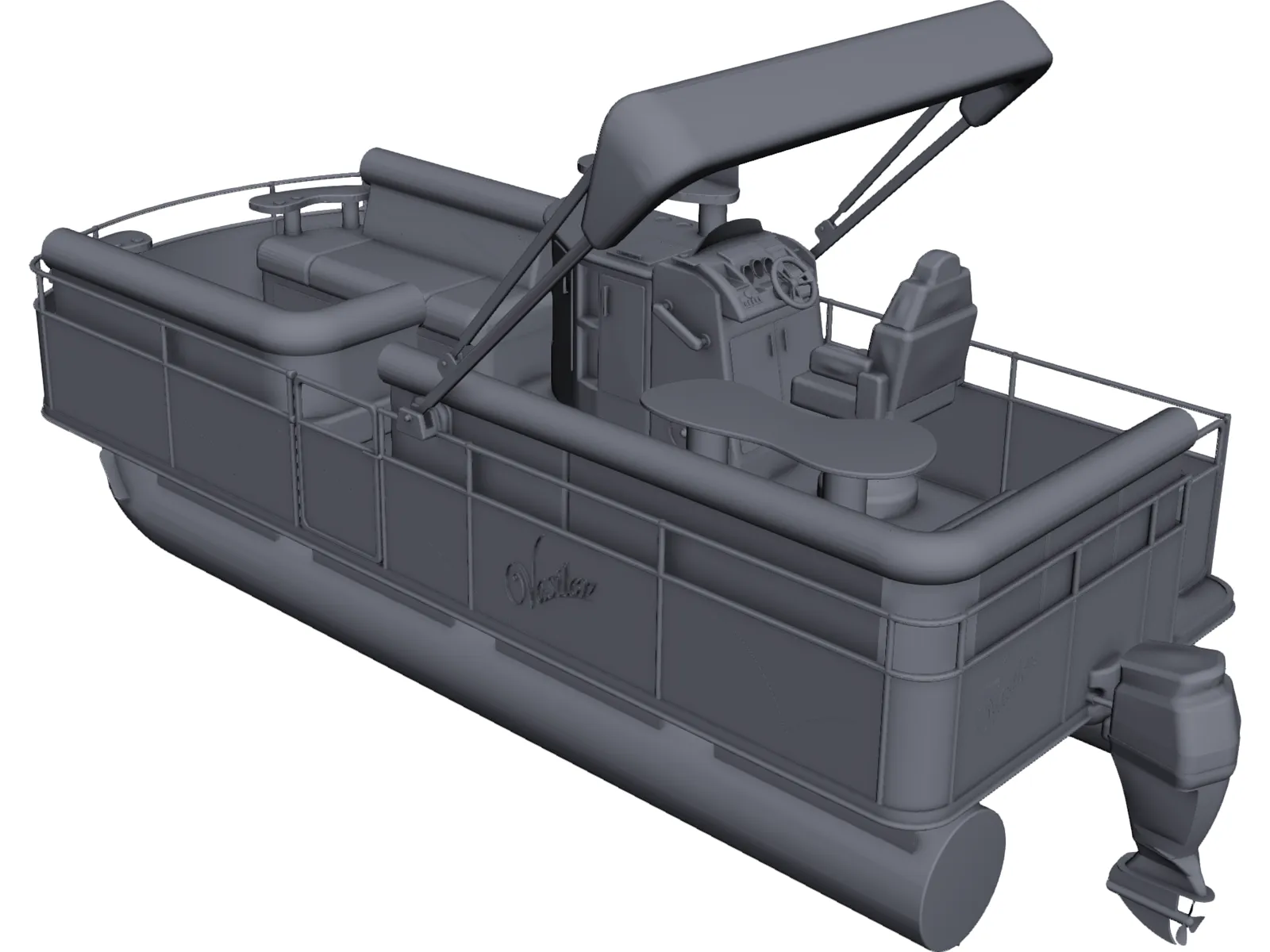 Pontoon Boat 3D Model main preview