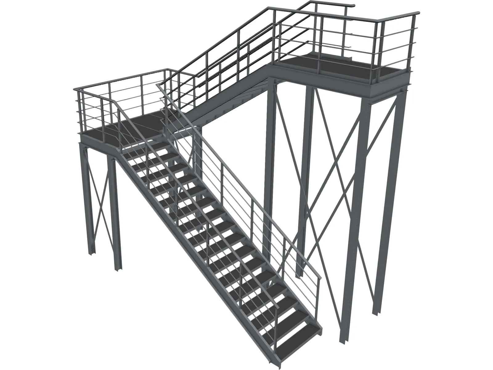 Metal Stairs 3D Model main preview