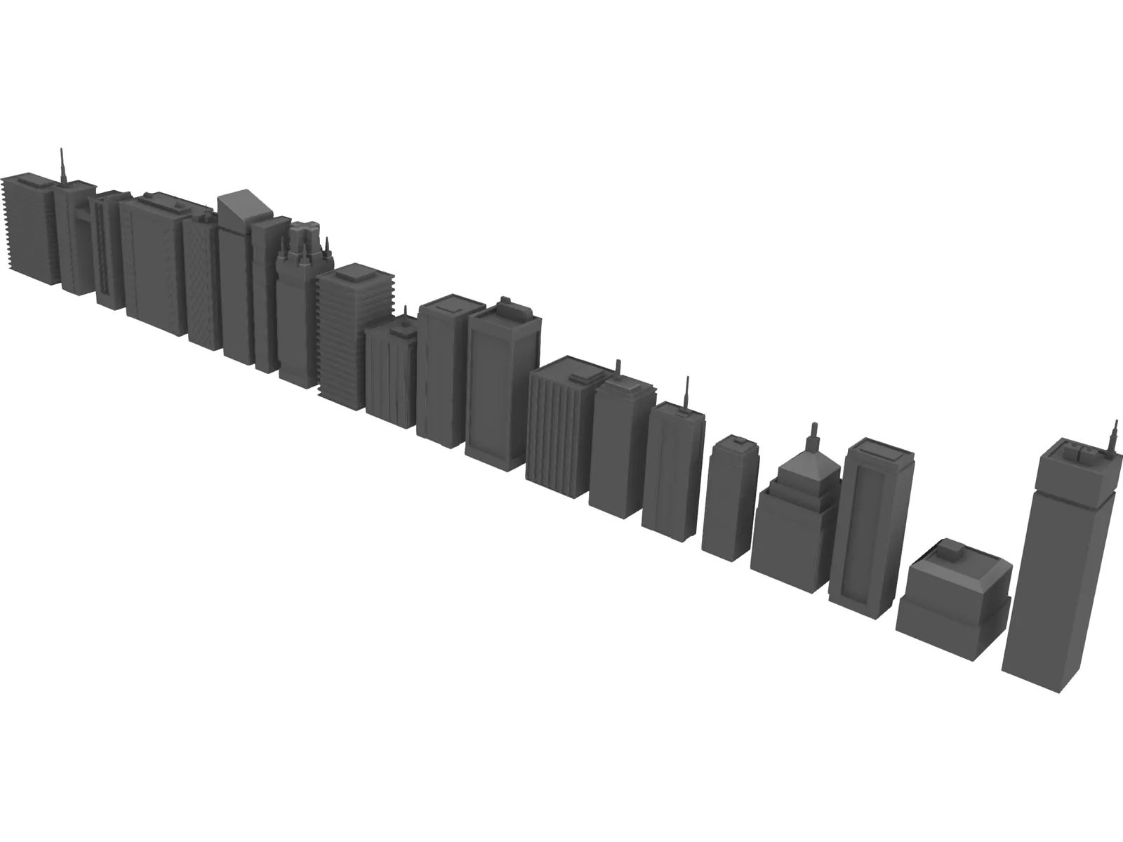 Low-Poly Buildings Collection 3D Model main preview
