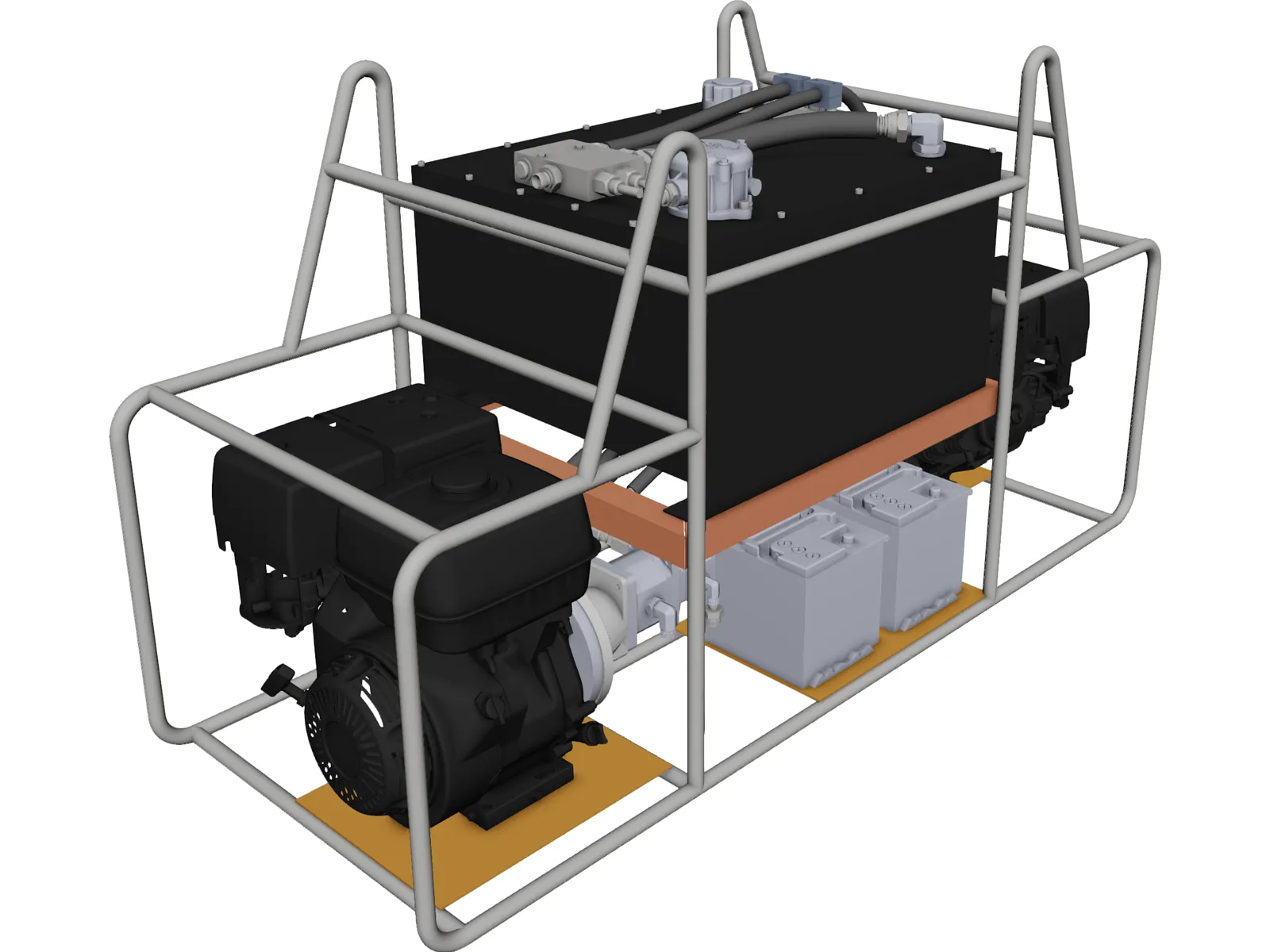 Hydraulic Station with 2 Honda GX 390 3D Model main preview