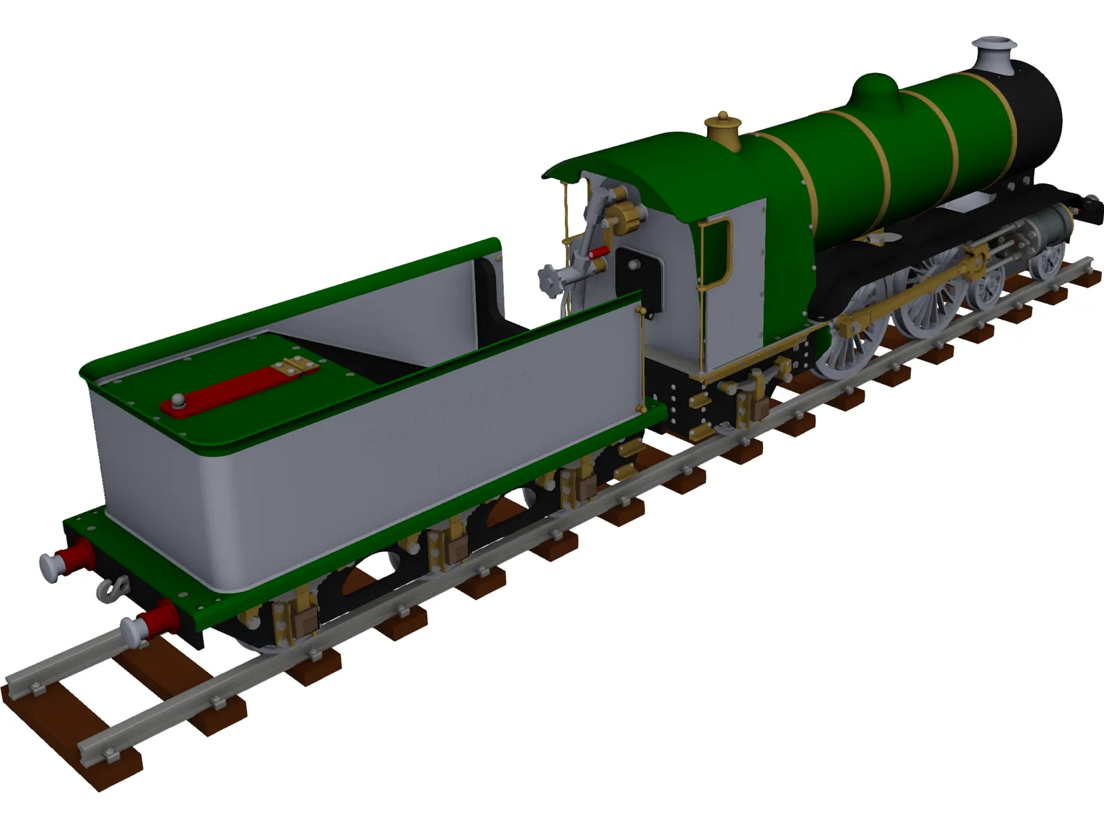 LBSC Ayesha II Steam Train 3D Model main preview