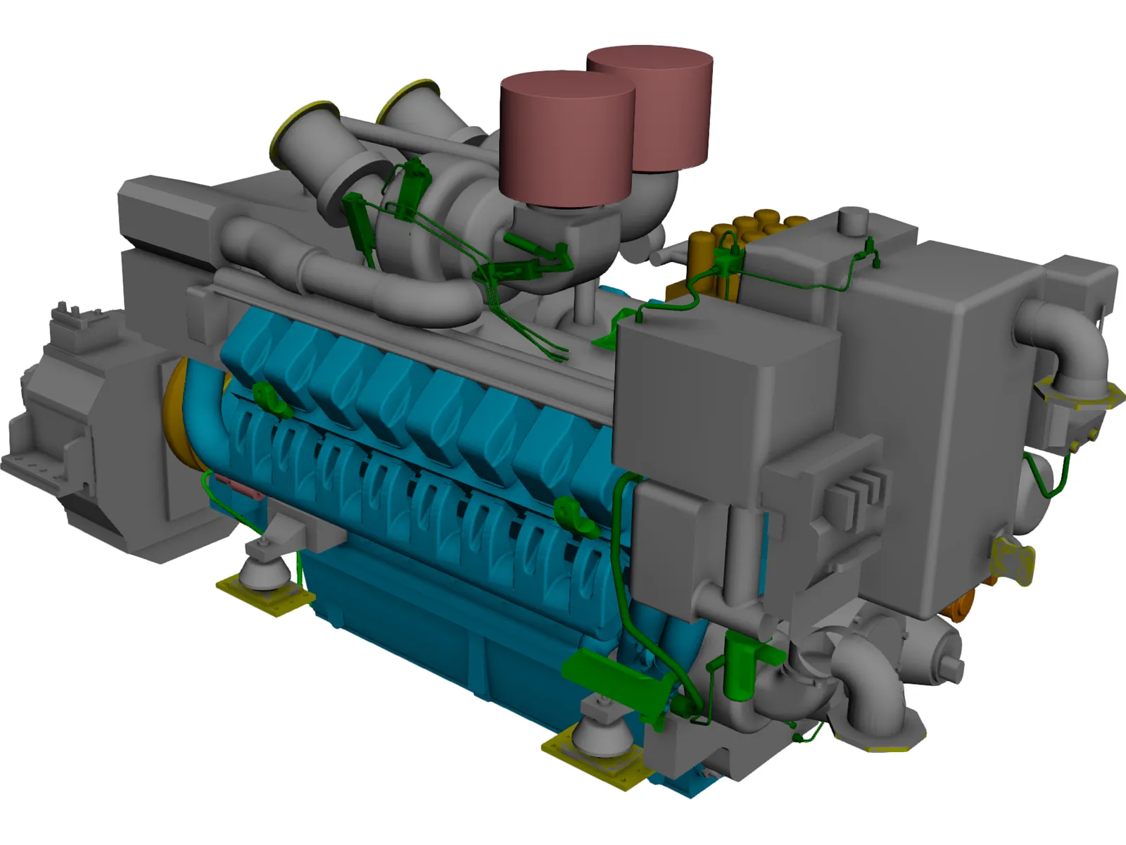 Marine Engine MTU 4500 3D Model main preview