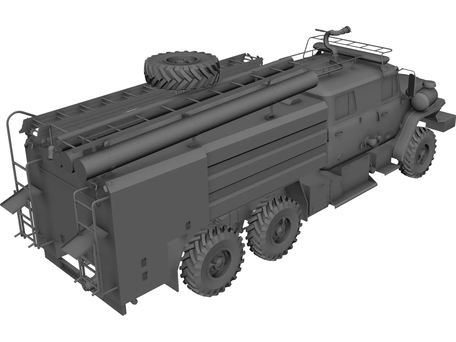 Ural 5557 Fire Truck 3D Model main preview