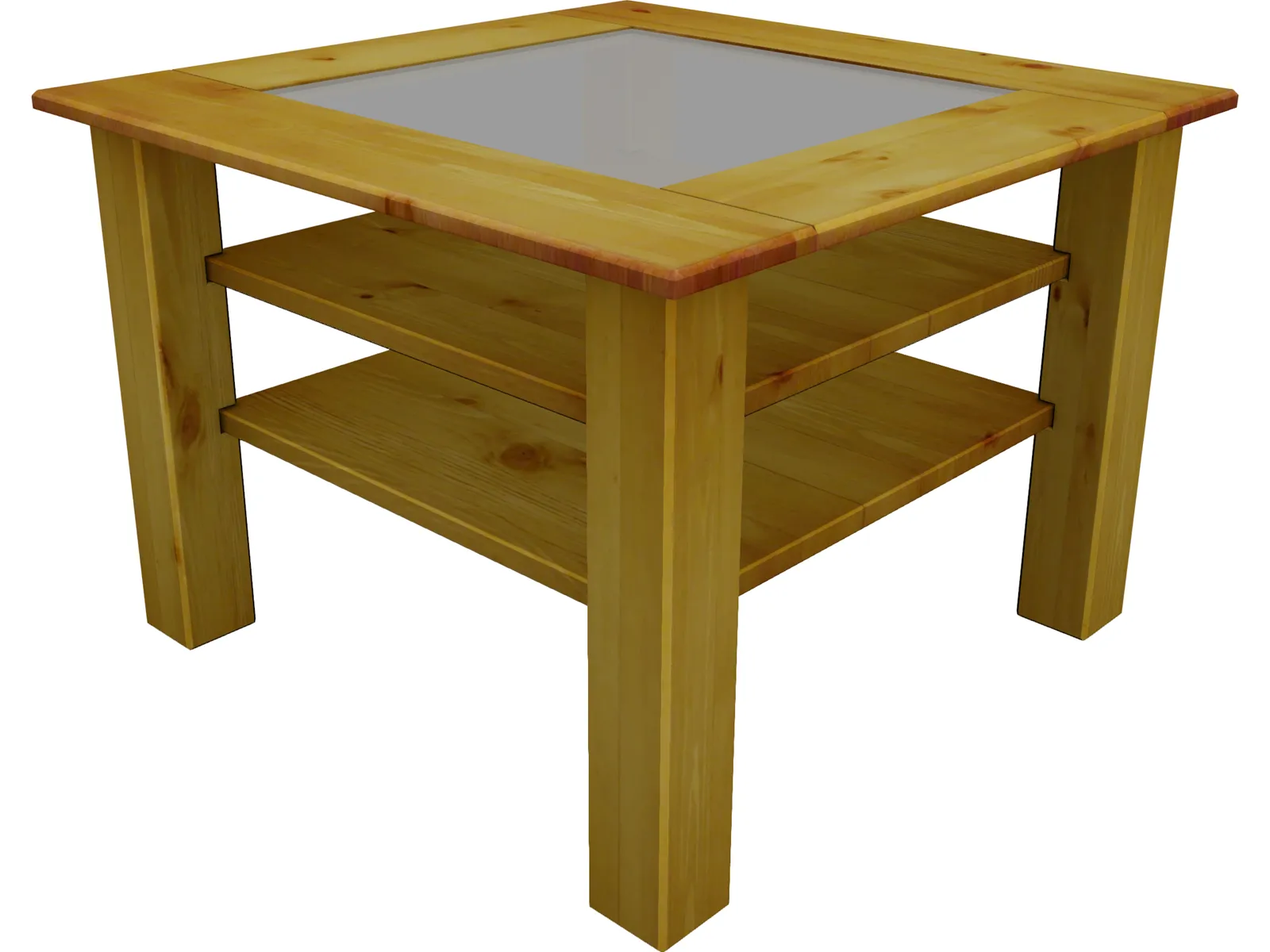 Wood Table with Glass 3D Model main preview