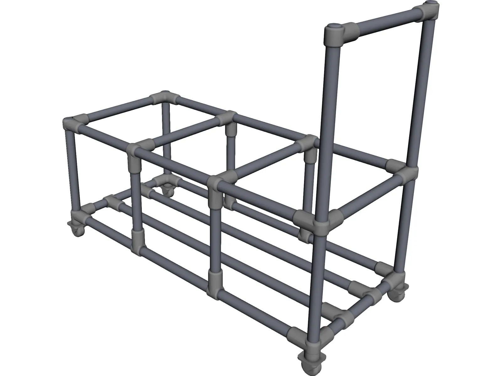 Trash Bin Pushcart 3D Model main preview