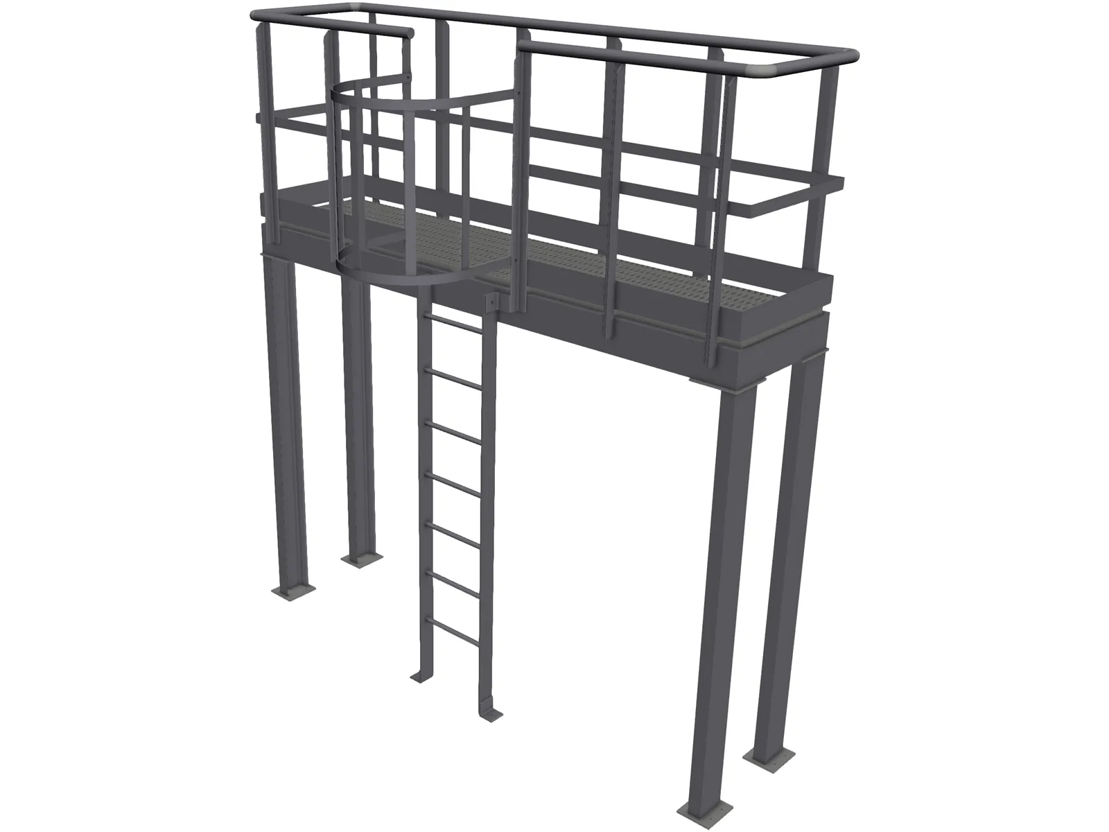 Steel Industrial Platform 3D Model main preview