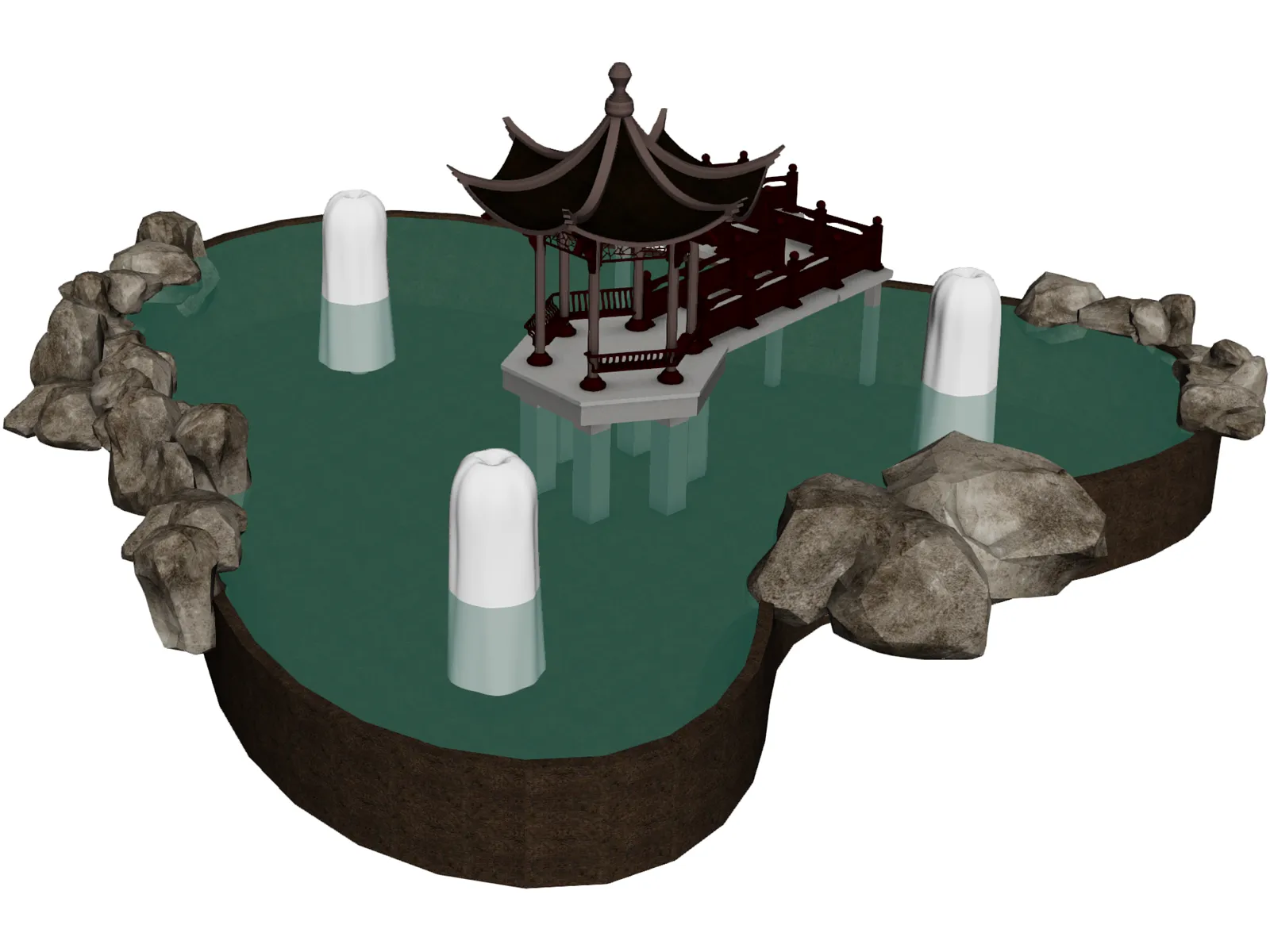 Pavilion On Pond 3D Model main preview