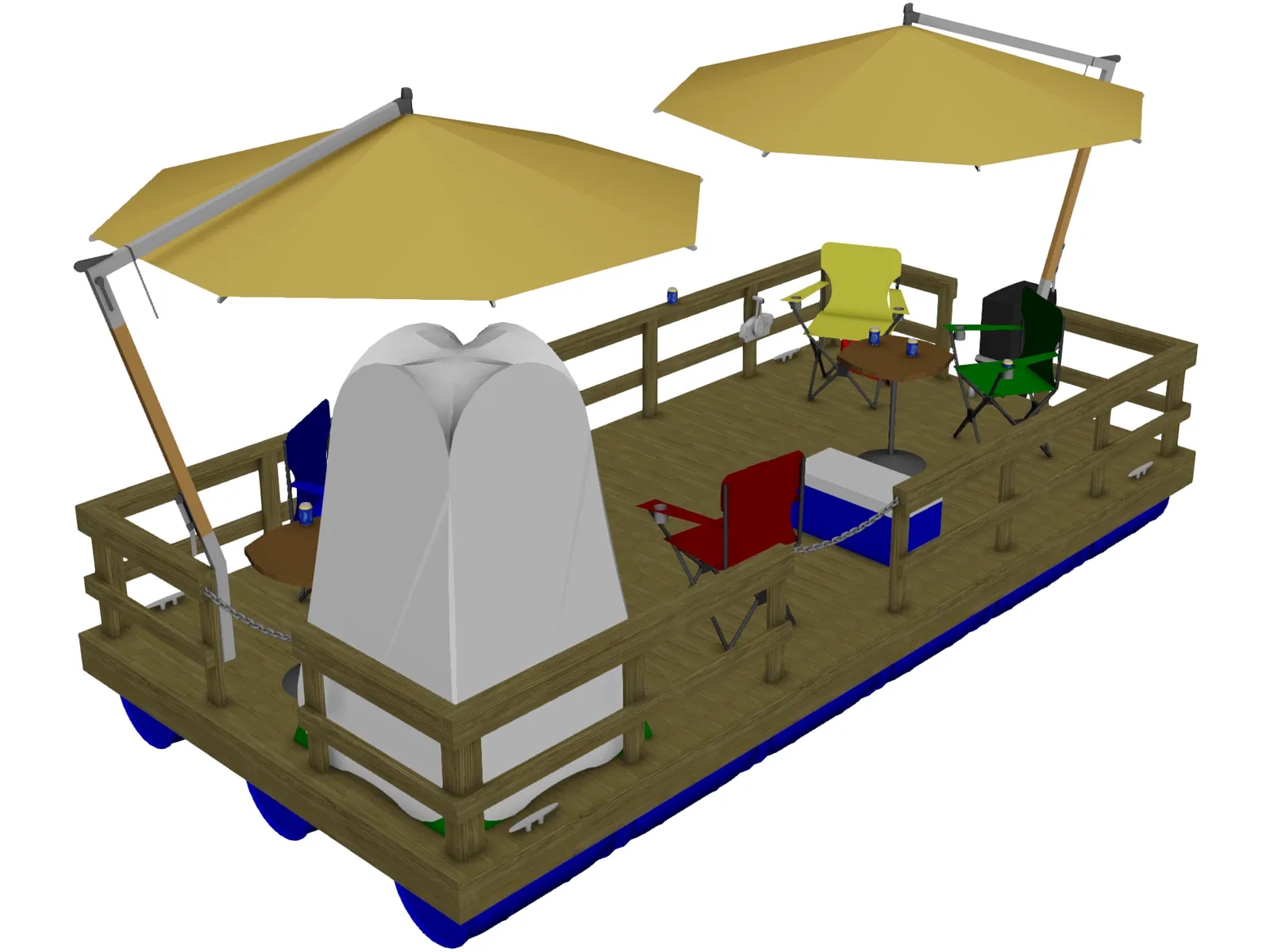 Dock Boat 3D Model main preview