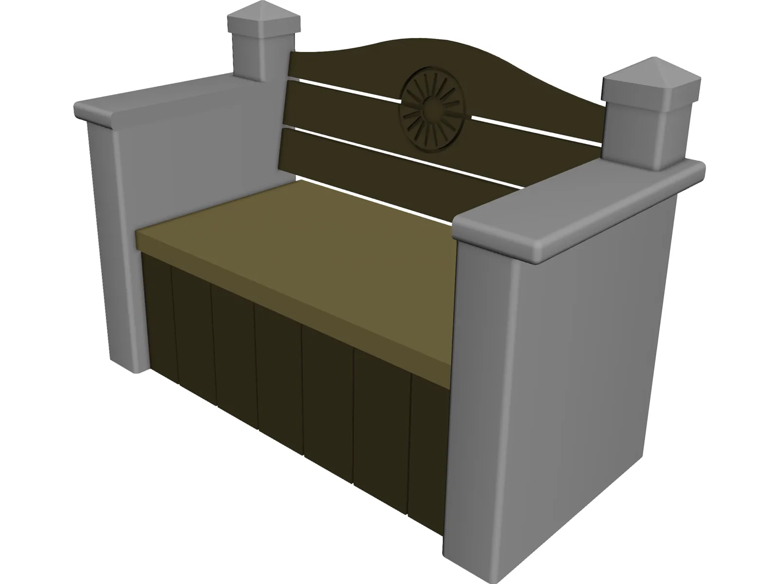 Garden Bench 3D Model main preview