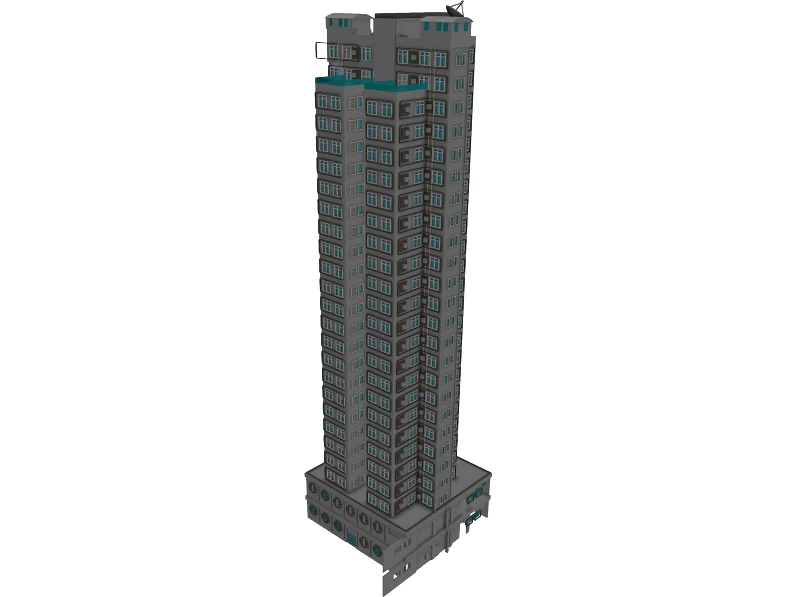 HK Residential Tower 3D Model main preview