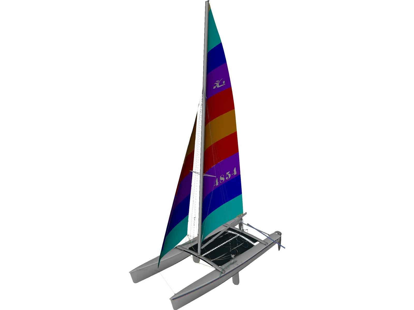 Hobie 18 Racing Catamaran 3D Model main preview