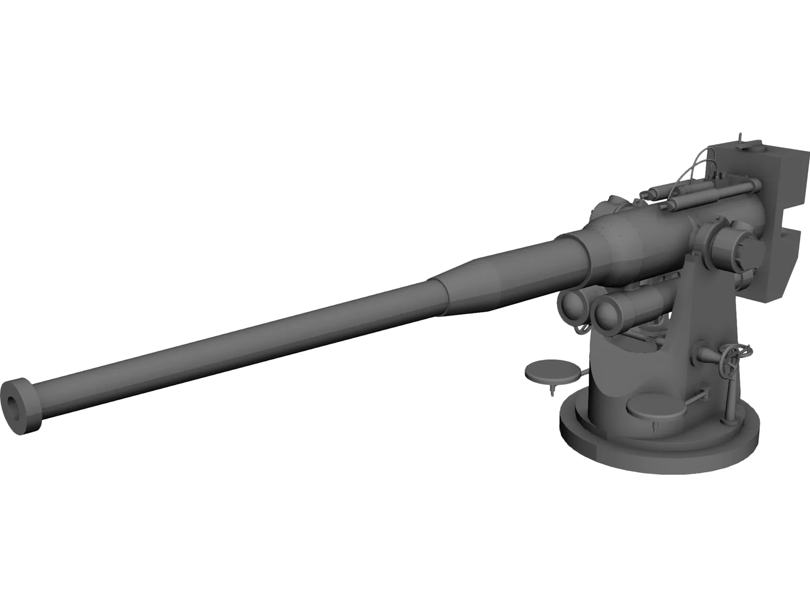 100mm Naval Cannon B25 3D Model main preview