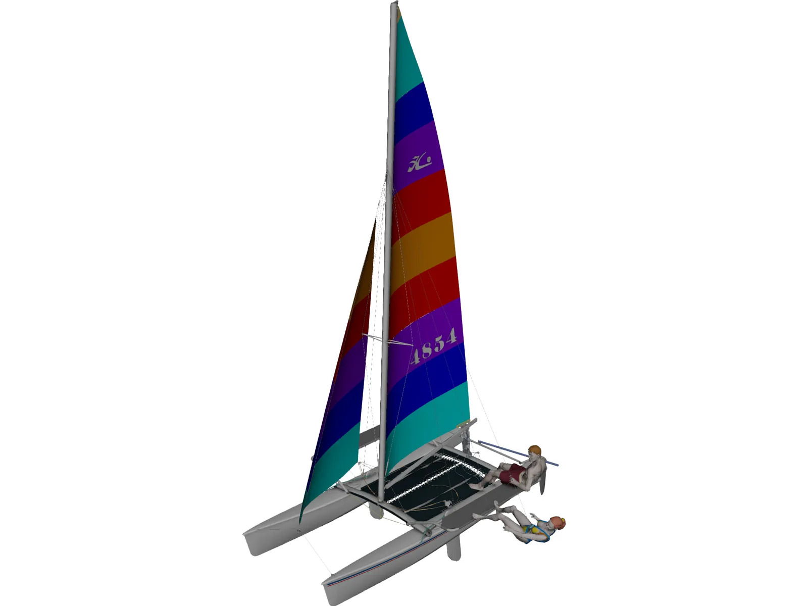 Hobie 18 Magnum Catamaran with Sailors 3D Model main preview