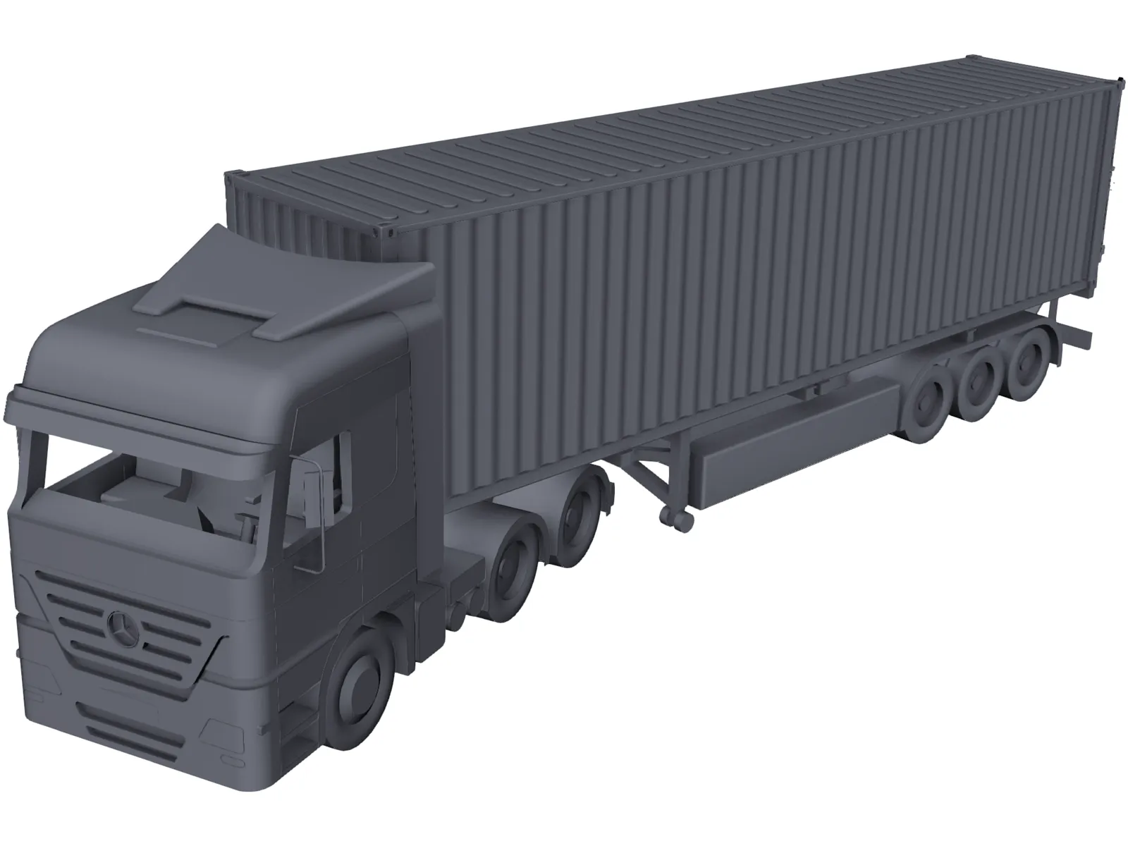 Mercedes-Benz Actros with Trailer 3D Model main preview