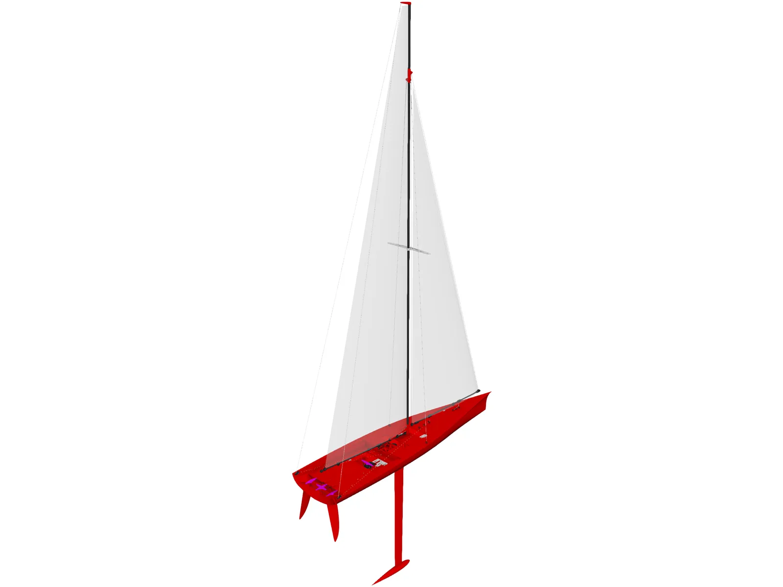 Maxi 100 Sailboat 3D Model main preview