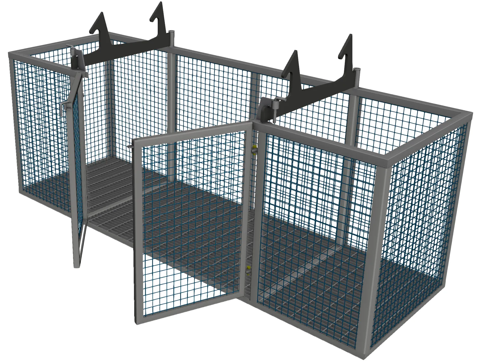Steel Cage with Doors 3D Model main preview