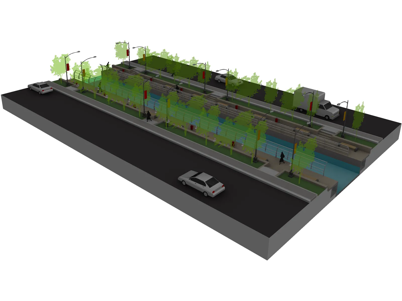 Landscape Mini Water Ways 3D Model main preview