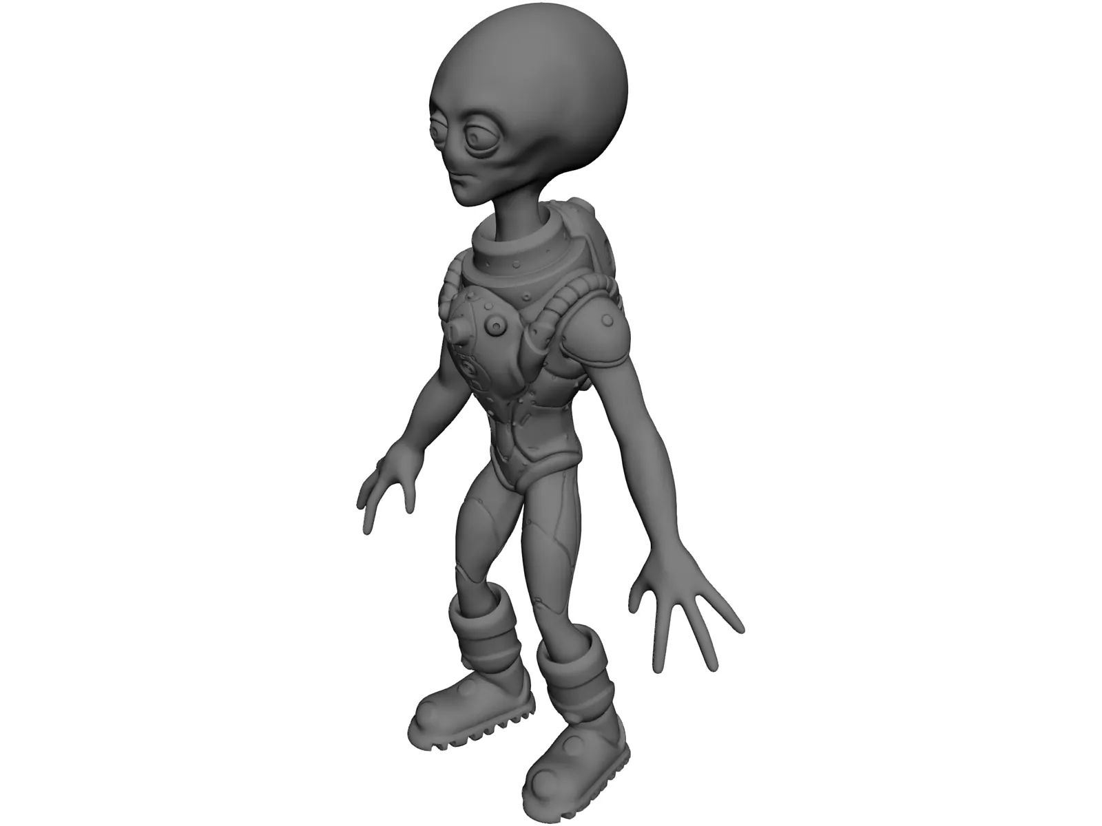 Funny Grey Alien 3D Model main preview