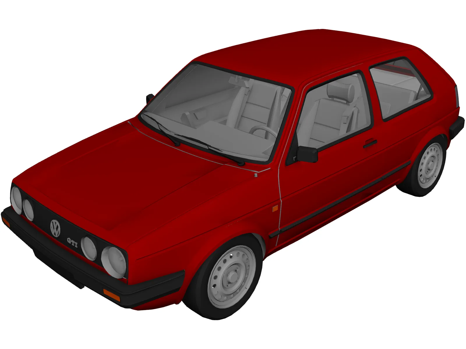 Volkswagen Golf GTI MK2 3D Model main preview