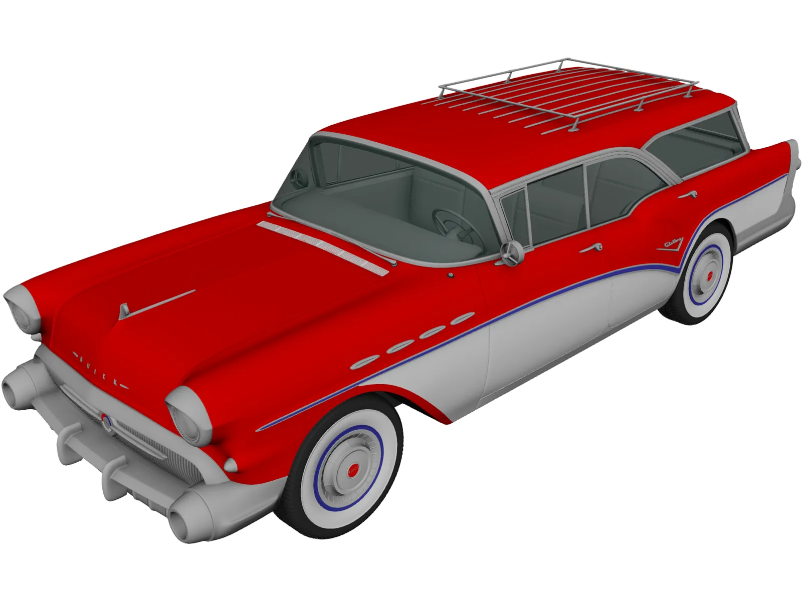 Buick Century Caballero Wagon (1957) 3D Model main preview