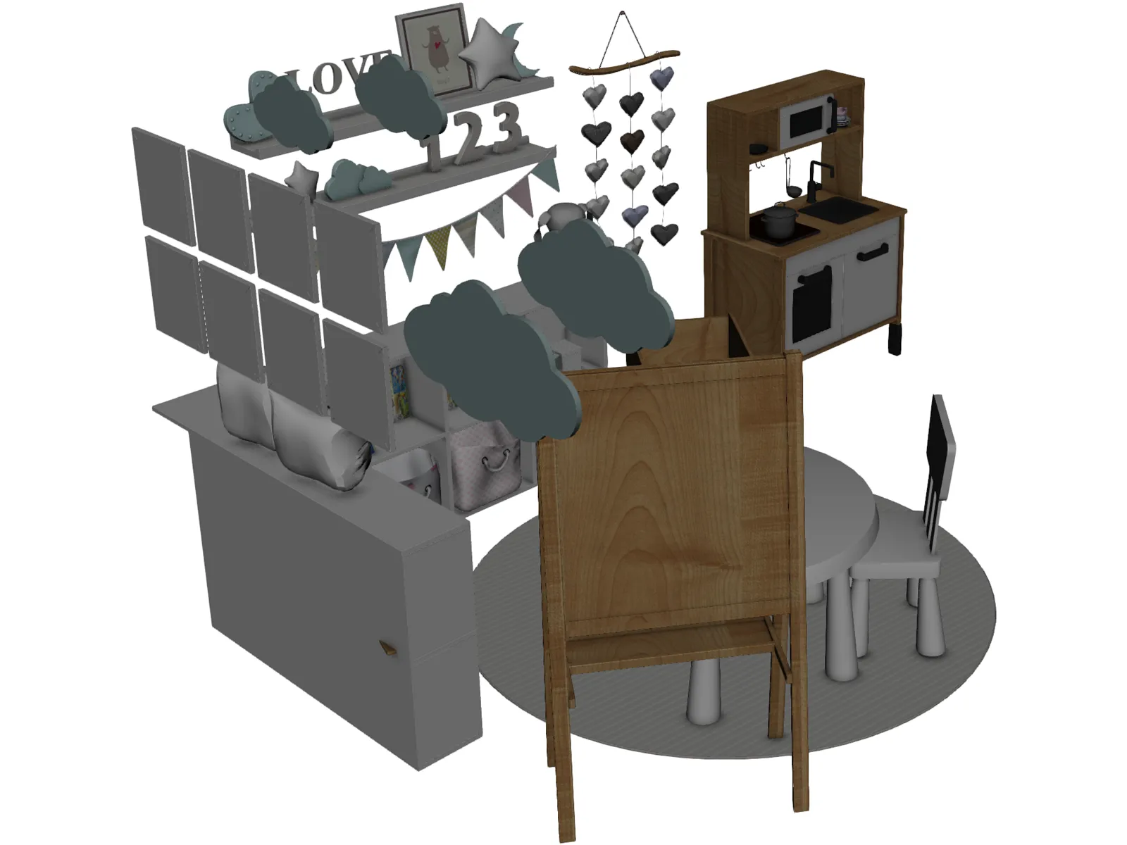 IKEA Children Set 3D Model main preview
