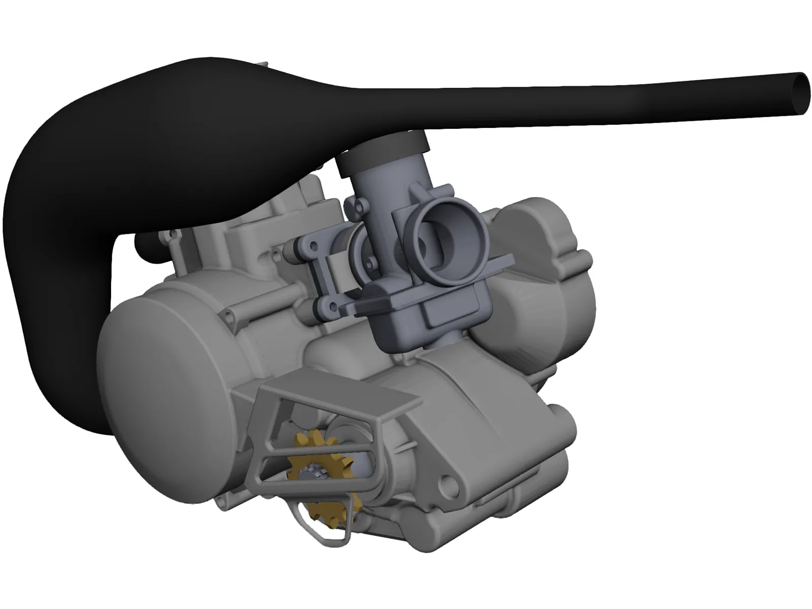 Two Stroke 125cc Engine 3D Model main preview